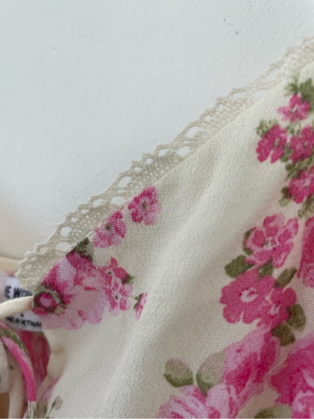 Pink Rose Floral Maxi Dress L Slip Style Lace Trim Side Zip Cottagecore Coquette - Picture 6 of 11